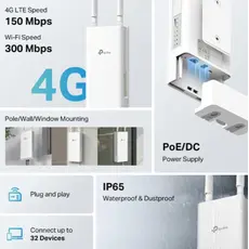 როუტერი TP-link TL-MR100-Outdoor 300Mbps Wireless N 4G LTE Outdoor Router, 6 image