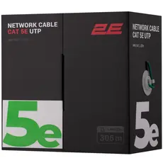 ქსელის კაბელი 2E CAT 5e UTP, 305m, AWG 24/1, LSZH 305M/Easy pull box packin  | green