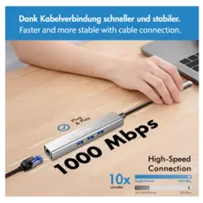 USB ჰაბი Logilink UA0461 USB-C 3-Port Hub Gigabit Adapter 15cm, 3 image