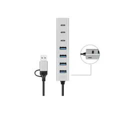USB ჰაბი Logilink UA0442 4xUSB-A/3xUSB-C Hub 5Gbps Silver, 3 image
