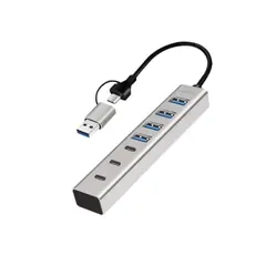 USB ჰაბი Logilink UA0442 4xUSB-A/3xUSB-C Hub 5Gbps Silver