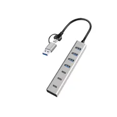 USB ჰაბი Logilink UA0442 4xUSB-A/3xUSB-C Hub 5Gbps Silver, 2 image