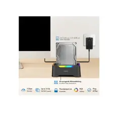 დოქ სადგური Logilink QP0035 USB-C 3.2 Gen 1 2.5" &amp; 3.5" SATA HDD/SSD RGB Docking station Black, 5 image