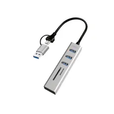 USB ჰაბი Logilink UA0445 USB 3.0 Hub 3xUSB-A SD/microSD Slot 5Gbps Silver