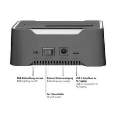 დოქ სადგური Logilink QP0035 USB-C 3.2 Gen 1 2.5" &amp; 3.5" SATA HDD/SSD RGB Docking station Black, 2 image