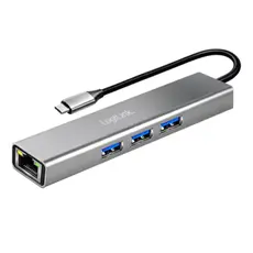 USB ჰაბი Logilink UA0461 USB-C 3-Port Hub Gigabit Adapter 15cm