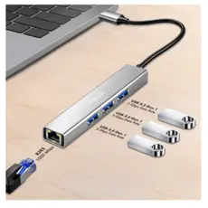 USB ჰაბი Logilink UA0461 USB-C 3-Port Hub Gigabit Adapter 15cm, 4 image