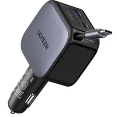მანქანის დამტენი UGREEN EC602 (55212B) Nexode, 60W, Car Charger With Retractable Type-C Cable, Grey