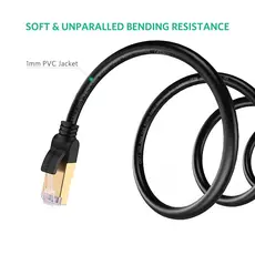 ქსელის კაბელი UGREEN NW107 (11271) Cat7 STP Ethernet Patch Cord Lan Cable 5m (Black), 5 image