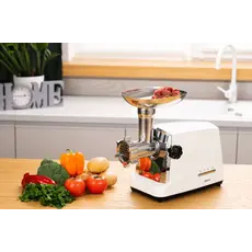 ხორცსაკეპი მანქანა ARDESTO Meat grinder , 1750W, 2kg/min, 3 cutting plates, sausages nozzle, 4 veg.slicer,  plastik, white-silver, 7 image