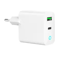 დამტენი Gembird TA-UC-PDQC20L-W-01 2-port 20W USB Fast Charger LED White, 2 image