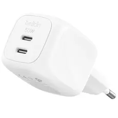 ადაპტერი BELKIN 50w Dual USB-C PD wall Charger with PPS, White