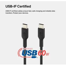 კაბელი Belkin сable USB-C > USB-C charge/data, 1m, 60W, Type-C, PVC, black, 2 image
