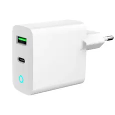 დამტენი Gembird TA-UC-PDQC20L-W-01 2-port 20W USB Fast Charger LED White