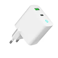 დამტენი Gembird TA-UC-PDQC20L-W-01 2-port 20W USB Fast Charger LED White, 3 image