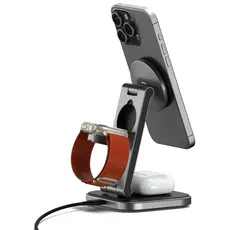 პორტატული დამტენი SATECHI 3-in-1 Foldable Qi2 Wireless Charging Stand (Space Gray) with Type A,C,G plugs, 3 image