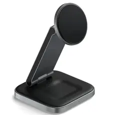 პორტატული დამტენი SATECHI 3-in-1 Foldable Qi2 Wireless Charging Stand (Space Gray) with Type A,C,G plugs