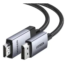 ვიდეო კაბელი UGREEN DP119 (25491), 4K, DisplayPort to HDMI, 3m, Grey/Black
