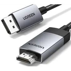 ვიდეო კაბელი UGREEN DP119 (25491), 4K, DisplayPort to HDMI, 3m, Grey/Black, 2 image