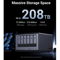 შენახვის სისტემა UGREEN NASync DXP6800Pro (25899B), Intel i5 1235U, 8GB, RJ45, USB, Type-C, HDMI, Space Gray, 5 image