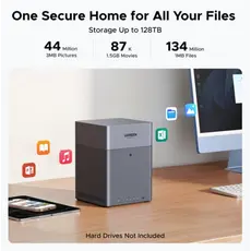 შენახვის სისტემა UGREEN NASync DH4300 Plus (85660), Rockchip A76+A55, 8GB, Diskless, RJ45, USB, Type-C, HDMI, Space Gray, 3 image