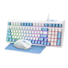 კლავიატურა და მაუსი Havit KB897CM Gaming Keyboard White/Blue