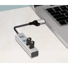 USB ჰაბი Logilink UA0455 USB 3.0 Hub 4xUSB-A 5 Gbit/s 2-in-1 connection Cable Silver, 3 image