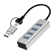 USB ჰაბი Logilink UA0455 USB 3.0 Hub 4xUSB-A 5 Gbit/s 2-in-1 connection Cable Silver