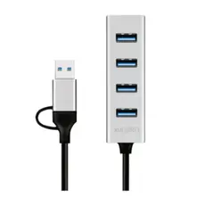 USB ჰაბი Logilink UA0455 USB 3.0 Hub 4xUSB-A 5 Gbit/s 2-in-1 connection Cable Silver, 2 image