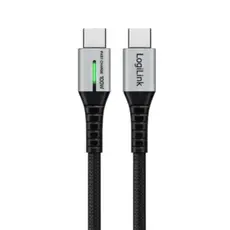 კაბელი Logilink CU0434 4K/60Hz USB Type-C Gen2x2 100W 20Gbps LED Metal Black 2m