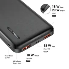 პორტატული დამტენი Logilink PA0372 10.000 mAh PD 20W Power Bank Black, 4 image