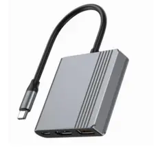 ადაპტერი Gembird  A-CM-COMBO3-05 USB Type-C 3-in-1 multi-port Adapter (USB port+HDMI+USB-C video) Space Grey, 3 image