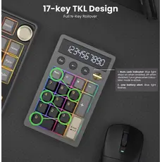 Royal Kludge RKM20-PT-YXZ RGB Mechanical Numpad, Violet Switch, Hot Swappable, Wireless, Type-C, Bluetooth, 2.4GHz, Phantom, 3 image