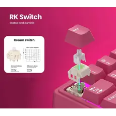 Royal Kludge RKR65-BR-XH RGB Mechanical Keyboard, Cream Switch, Hot Swappable, Wired, USB, Berry Red, 9 image