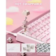 Royal Kludge RKR75-PM-XH RGB Mechanical Keyboard, Cream Switch, Hot Swappable, Wired, USB, Pink Melody, 5 image
