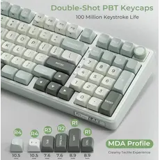 Royal Kludge RKR98PRO-SK-XW RGB Mechanical Keyboard, Beige Switch, Hot Swappable, Wired, Sky Cyan, 4 image