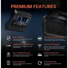 Car video recorder DDPAI Z40 GPS DUAL, 140°, WIFI, GPS, Front and Rear Cam, Black, 6 image