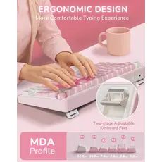 Royal Kludge RKR75-PM-XH RGB Mechanical Keyboard, Cream Switch, Hot Swappable, Wired, USB, Pink Melody, 14 image
