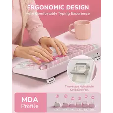 Royal Kludge RKR75-PM-XW RGB Mechanical Keyboard, Beige Switch, Hot Swappable, Wired, USB, Pink Melody, 8 image