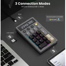 Royal Kludge RKM20-PT-YXZ RGB Mechanical Numpad, Violet Switch, Hot Swappable, Wireless, Type-C, Bluetooth, 2.4GHz, Phantom, 4 image
