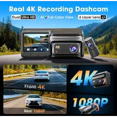 Car video recorder DDPAI Z60 2026 4K Dashcam 140°, WIFI GPS, Bluetooth Front and Rear Cam, Black, 6 image