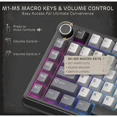 Royal Kludge RKL75-KB-XW RGB Mechanical Keyboard, Beige Switch, Hot Swappable, Wireless, Type-C, Bluetooth, 2.4GHz, Knight Black, 7 image