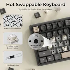 Royal Kludge RKR98PRO-PT-XW RGB Mechanical Keyboard, Beige Switch, Hot Swappable, Wired, Phantom, 8 image