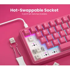 Royal Kludge RKR65-BR-XH RGB Mechanical Keyboard, Cream Switch, Hot Swappable, Wired, USB, Berry Red, 7 image