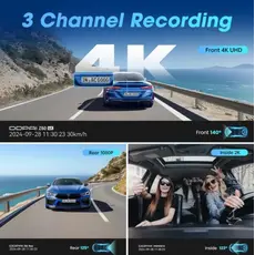 Car video recorder DDPAI Z60T, 140°, 4K UHD, WIFI, GPS, Bluetooth, Three-Channel Dashcam, Black, 6 image