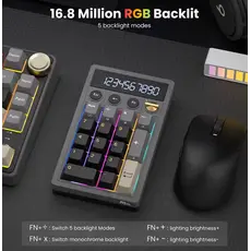 Royal Kludge RKM20-PT-YXZ RGB Mechanical Numpad, Violet Switch, Hot Swappable, Wireless, Type-C, Bluetooth, 2.4GHz, Phantom, 2 image