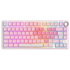 Royal Kludge RKR75-PM-XW RGB Mechanical Keyboard, Beige Switch, Hot Swappable, Wired, USB, Pink Melody