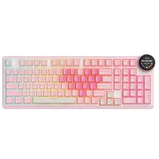 Royal Kludge RKN99-PM-XH RGB Mechanical Keyboard, Cream Switch, Hot Swappable, Wireless, Type-C, Bluetooth, 2.4GHz, Pink Melody
