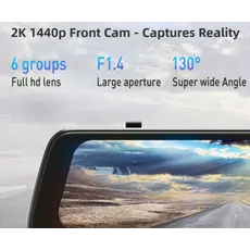 Car video recorder DDPAI Mola E3, 130° WIFI, 9.35" Full Touch Screen Streaming Rear View Mirror, Black, 6 image