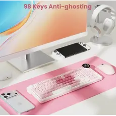 Royal Kludge RKN99-PM-XH RGB Mechanical Keyboard, Cream Switch, Hot Swappable, Wireless, Type-C, Bluetooth, 2.4GHz, Pink Melody, 7 image